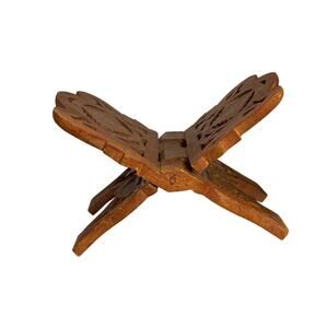 Vintage Hand-Carved Wooden Folding Book Stand India | 8x5 Reading Display